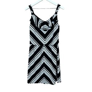 White House Black Market Striped Ruffle Spaghetti Strap Dress Women Sz S